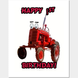 Happy 1st birthday tractor design Posters and Art